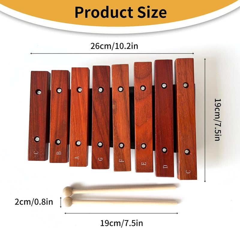 summvox 8 Notes Wooden Xylophone with 2 Wooden Mallets,Wooden Glockenspiel,Birthday Gift,Music Tools,Perfect for Beginners (Simple packaging,Environmental priority) - Image 2